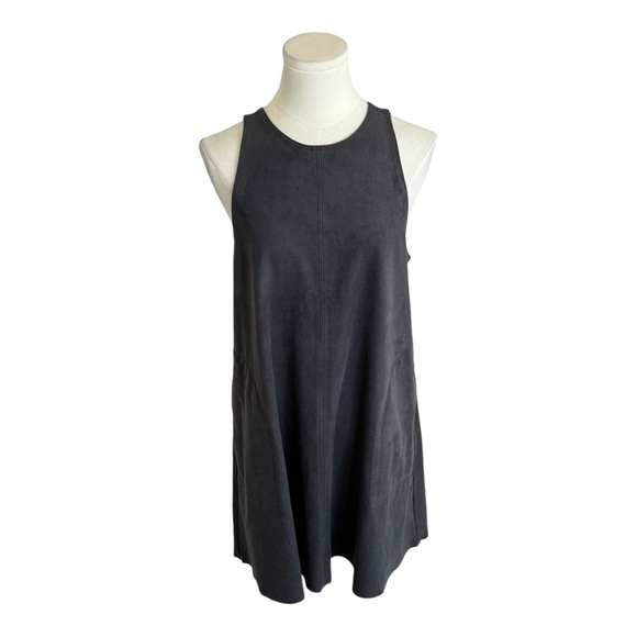 WILFRED A Line Shift Mini Dress Gray Pockets sz XS Aritzia Faux Suede Trompette - Picture 8 of 8